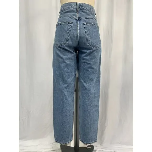 Agolde High Rise Blue Cotton Baggy Taper Jeans Size 26 - Picture 3 of 5